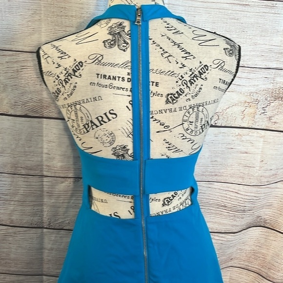 Alice + Olivia Christie Dress Fit n Flare Caged T-back Strap Exposed Zipper 2 - Picture 7 of 11